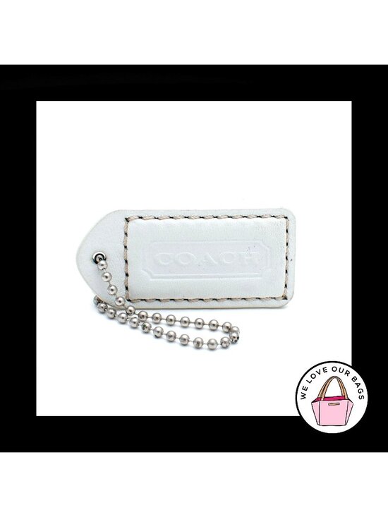 Coach Accessories - 2" Medium COACH WHITE Leather Nickel Key Fob Bag Charm Keychain Hang Tag